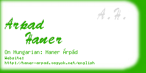 arpad haner business card